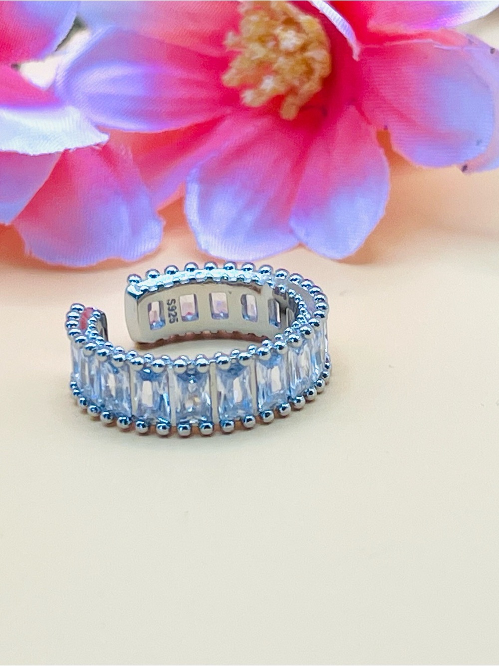 Clear CZ Silver Band Ring stamped .925
